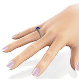 2ct Round Cut Blue Sapphire Engagement Ring 14k WhiteGold Finish Floral Filigree