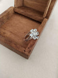 3ct Engagement Ring Pear Cut Blue Aquamarine Floral Solitaire 14k WhiteGold Over