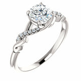 0.5ct Round Cut VVS1 D Diamond Solitaire Engagement Ring 14k White Gold Finish