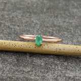 0.5ct Engagement Ring Oval Cut Green Emerald Minimalist 14k Rose Gold Finish