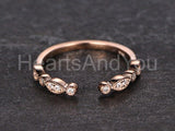 0.2ct Round Cut Moissanite Milgrain Half Eternity Band 14k Rose Gold Plated