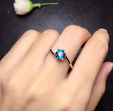 0.4ct Engagement Ring Round Cut London Blue Topaz Solitaire 14k White Gold Over