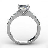 1.9ct Princess Cut Diamond Thin Solitaire Engagement Ring 14k White Gold Finish