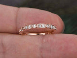 1ct Round Cut Diamond Wedding Band Milgrain Half Eternity 18k Rose Gold Finish