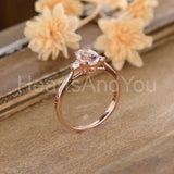 1ct Oval Cut Simulated Morganite Trilogy Engagement Ring 14k Rose Gold Plated