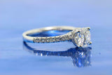 1.4ct Round Diamond Engagement Ring Solitaire 18k White Gold Finish with Accents
