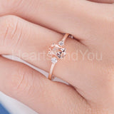 1ct Oval Cut Simulated Peach Morganite Three Stone Ring 14k Rose Gold Plated