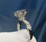 1.3ct Round Cut Diamond Engagement Ring 18k White Gold Finish Accents Solitaire