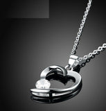 0.5ct Round Cut Diamond Pendant with Chain Heart Shape 14k White Gold Finish