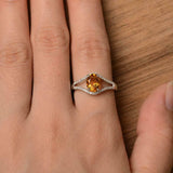 2.2ct Engagement Ring Oval Cut Yellow Citrine Split Shank 14k White Gold Finish