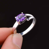 0.5ct Engagement Ring Oval Cut Purple Amethyst Split Shank 14k White Gold Finish