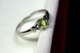 0.4ct Engagement Ring Oval Cut Green Peridot Solitaire 14k White Gold Finish