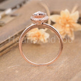 1ct Pear Cut Simulated Peach Morganite Halo Engagement Ring 14k Rose Gold Plated