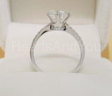 2.1ct Round Cut Moissanite Hidden Halo Engagement Ring 14K White Gold Plated