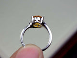 2.2ct Engagement Ring Oval Cut Yellow Citrine Three Stone 14k White Gold Finish