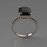 2ct Emerald Black Diamond Engagement Ring Accents Solitaire 14k Rose Gold Finish