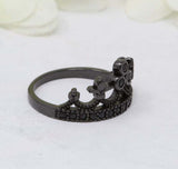 1ct Round Black Diamond Engagement Ring Princess Queen Crown 14k Black Gold Over