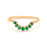 0.2ct Round Green Emerald Wedding Band 14k Yellow Gold Finish Curved Crown Tiara