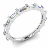 1ct Baguette Cut Diamond Wedding Band 3/4th Eternity Stylish 14k White Gold Over