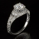 3Ct Round Cut VVS1 Diamond Vintage Design Engagement Ring 14K White Gold Finish