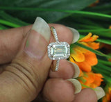 1.6ct Emerald Diamond Engagement Ring Halo 14k YellowGold Over with Round Accent