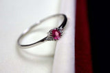 0.3ct Engagement Ring Oval Cut Pink Ruby Trilogy Minimalist 14k WhiteGold Finish