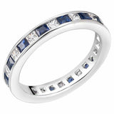 2ct Princess Cut Blue Sapphire Wedding Band Ring Eternity 14k White Gold Finish