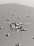 2.3ct Round Cut Moissanite Bezel Set Trilogy Women Ring 14k White Gold Plated