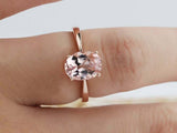 1.5ct Oval Peach Morganite Engagement Ring 4 Prong Solitaire 14k Rose Gold Over