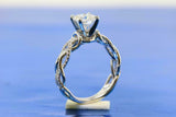 1.5ct Round Diamond Engagement Ring Solitaire Stylish Shank 14k White Gold Over