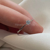 0.15ct Round Cut Moissanite Solitaire Women Engagement Ring 14K WhiteGold Plated
