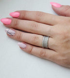 5ct Round Cut Diamond 5 Row Milgrain Eternity Wedding Band 14k White Gold Finish