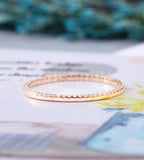 0.5ct Round Cut Moissanite Art Deco Minimalist Wedding Band 14k Rose Gold Plated