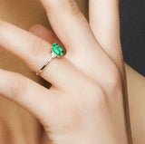 2.2ct Engagement Ring Oval Cut Green Emerald Diamond Petite 14k White Gold Over