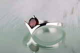 0.5ct Round Cut Red Garnet Engagement Ring Solitaire Curved 14k WhiteGold Finish