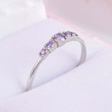 1.2ct Round Cut Purple Amethyst Engagement Ring Five Stone 14k White Gold Finish