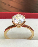 0.5ct Round Cut Moissanite Solitaire Women Engagement Ring 14k YellowGold Plated
