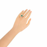 2ct Oval Cut Green Emerald Engagement Ring Halo Milgrain 14k White Gold Finish