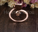 0.3ct Round Cut Simulated Diamond Halloween Cat Pearl Ring 14k Rose Gold Plated