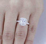 2ct Radiant Diamond Engagement Ring Halo 14k White Gold Finish with Round Accent