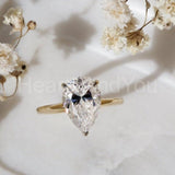 0.4ct Pear Simulated Diamond Hidden Halo Engagement Ring 14k Yellow Gold Plated
