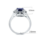 2ct Round Cut Blue Sapphire Engagement Ring 14k WhiteGold Finish Floral Art Deco