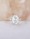 1ct Oval Cut Diamond Engagement Ring Round Accent Trilogy 14k Rose Gold Finish