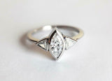 1ct Marquise Diamond Trillion Accents Trilogy Engagement Ring 14k WhiteGold Over