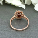 1.9ct Oval Cut Red Garnet Floral Solitaire Engagement Ring 14k Rose Gold Finish