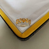 2.5ct Wedding Ring Band Oval Cut Yellow Citrine Five Stone 14k White Gold Finish