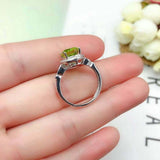 1.5ct Oval Green Peridot Engagement Ring Diamond Accent Halo 14k White Gold Over