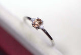 0.3ct Engagement Ring Oval Cut Champagne Diamond Trilogy 14k White Gold Finish