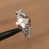 2ct Engagement Ring Oval Cut Peach Morganite Butterfly Accent 14k WhiteGold Over