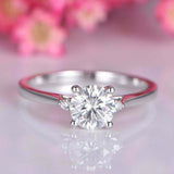 1.2ct Round Cut Diamond Engagement Ring Trilogy Solitaire 14k White Gold Finish